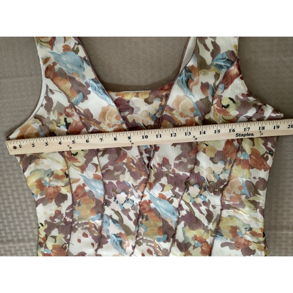 Sundance Boho Romantic Whimsigoth Silk Floral Watercolor Sleeveless Sz 16 Dress - Picture 11 of 14